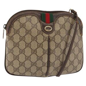 Authentic GUCCI GG Supreme Web Sherry Line Bag PVC Beige Gold 904 02 047